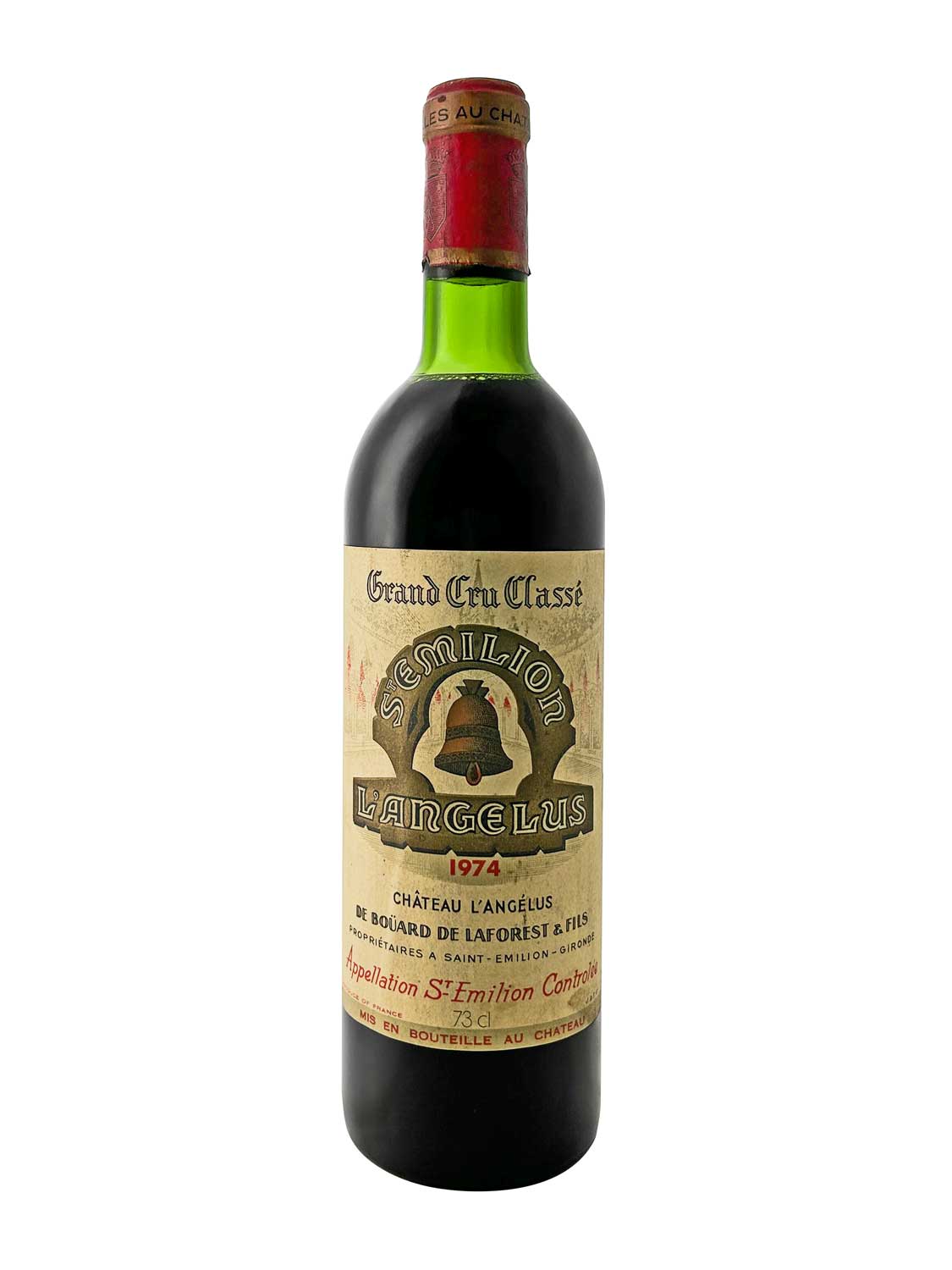 Eine Weinflasche von Chateau Angelus 1974