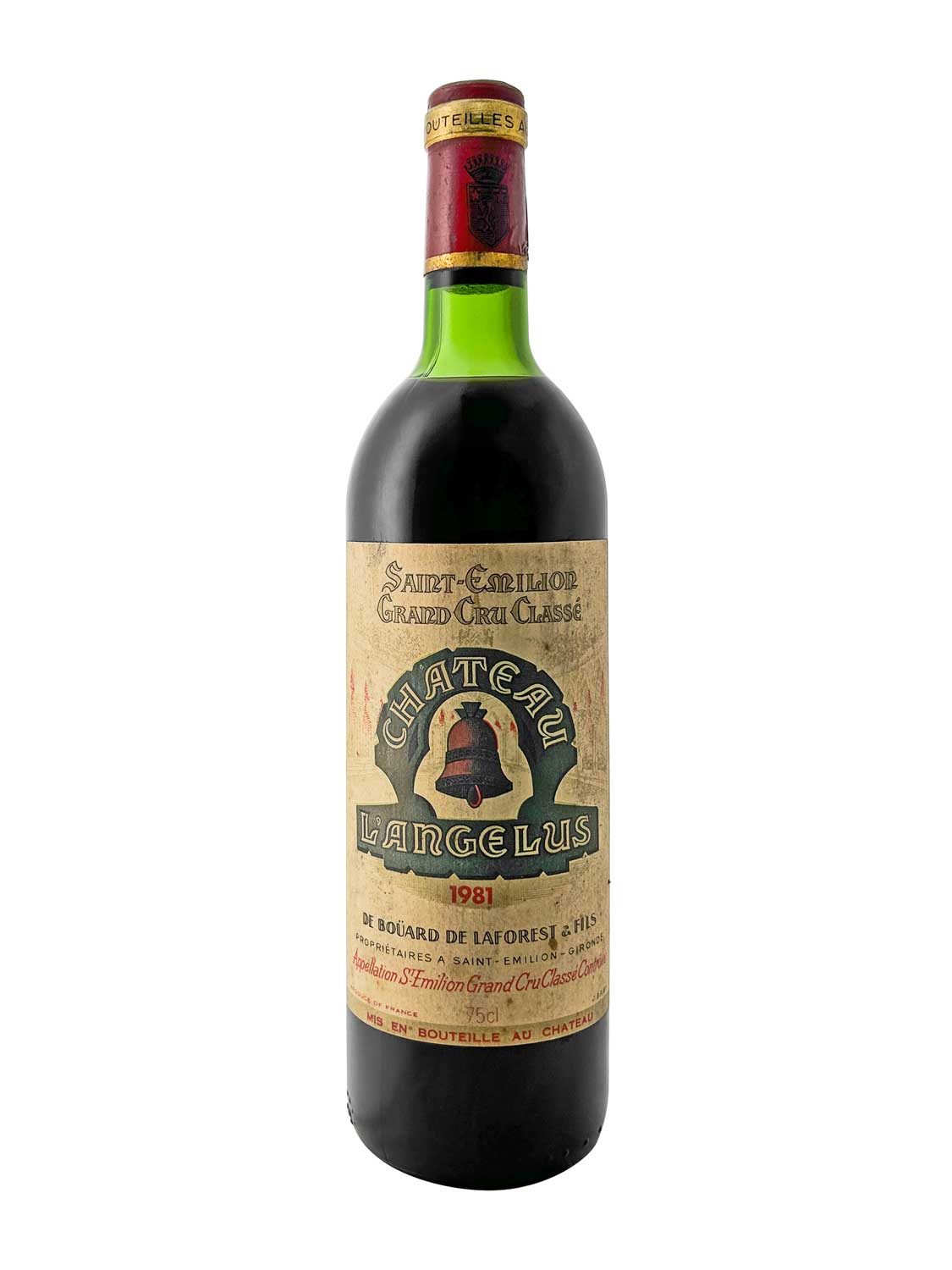 Eine Weinflasche von Chateau Angelus 1981
