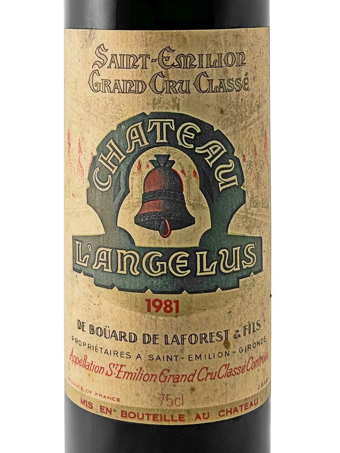 Etikett einer Weinflasche von Chateau Angelus 1981