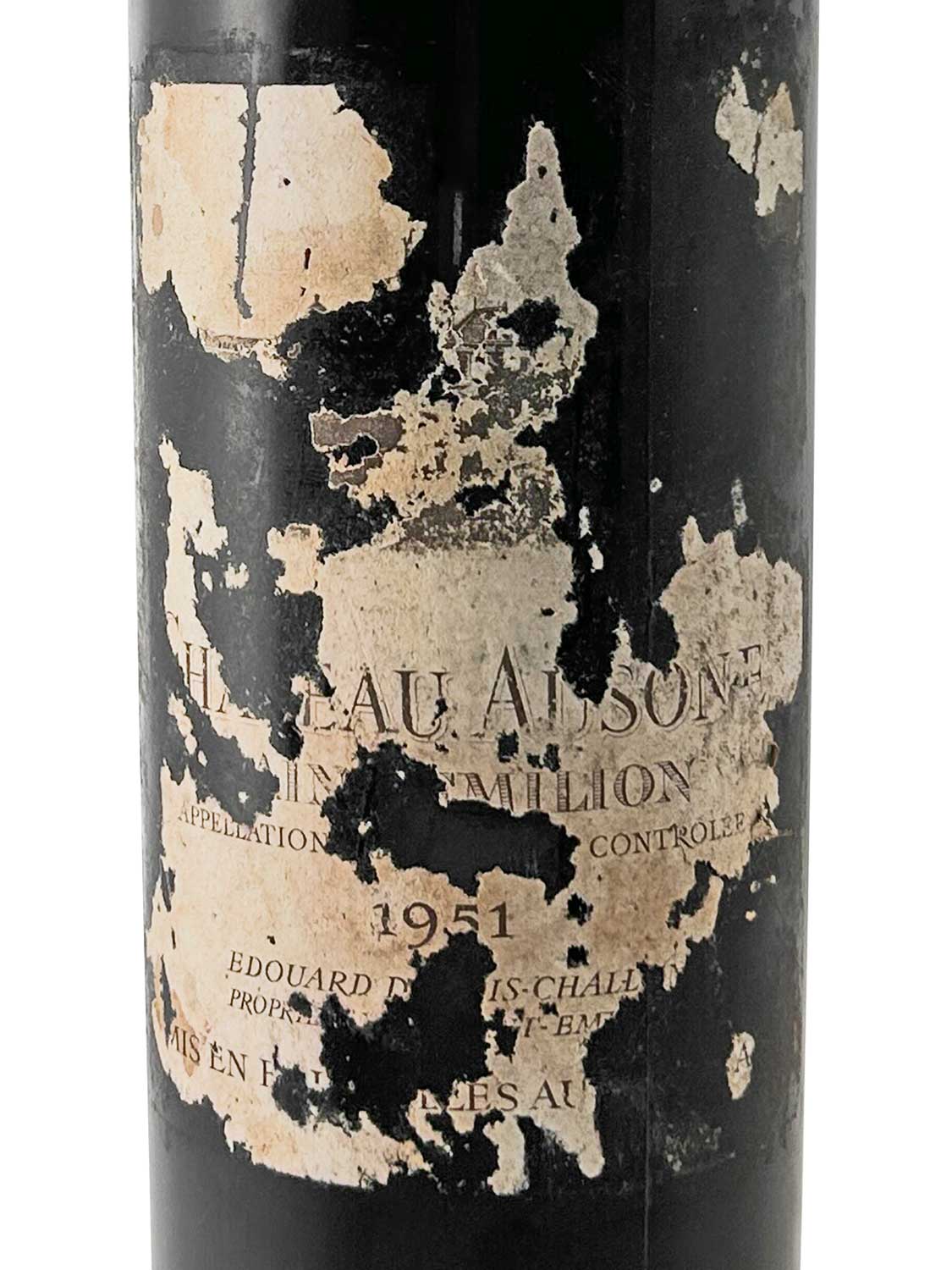 Etikett einer Weinflasche von Chateau Ausone 1951