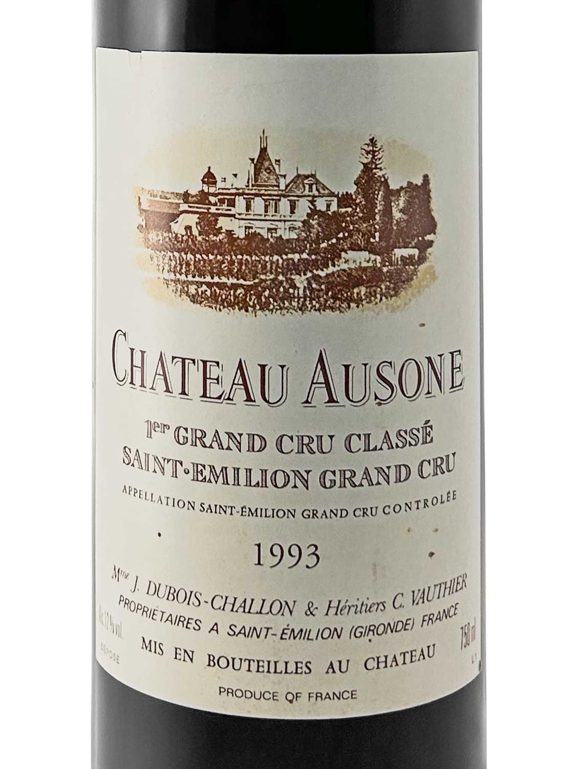 Etikett einer Weinflasche von Chateau Ausone 1993