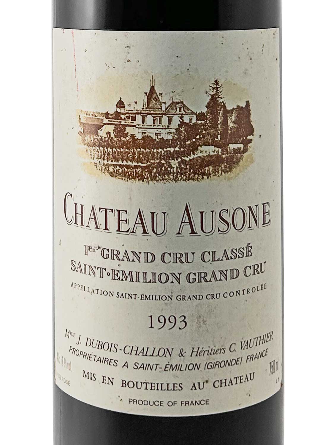Etikett einer Weinflasche von Chateau Ausone 1993