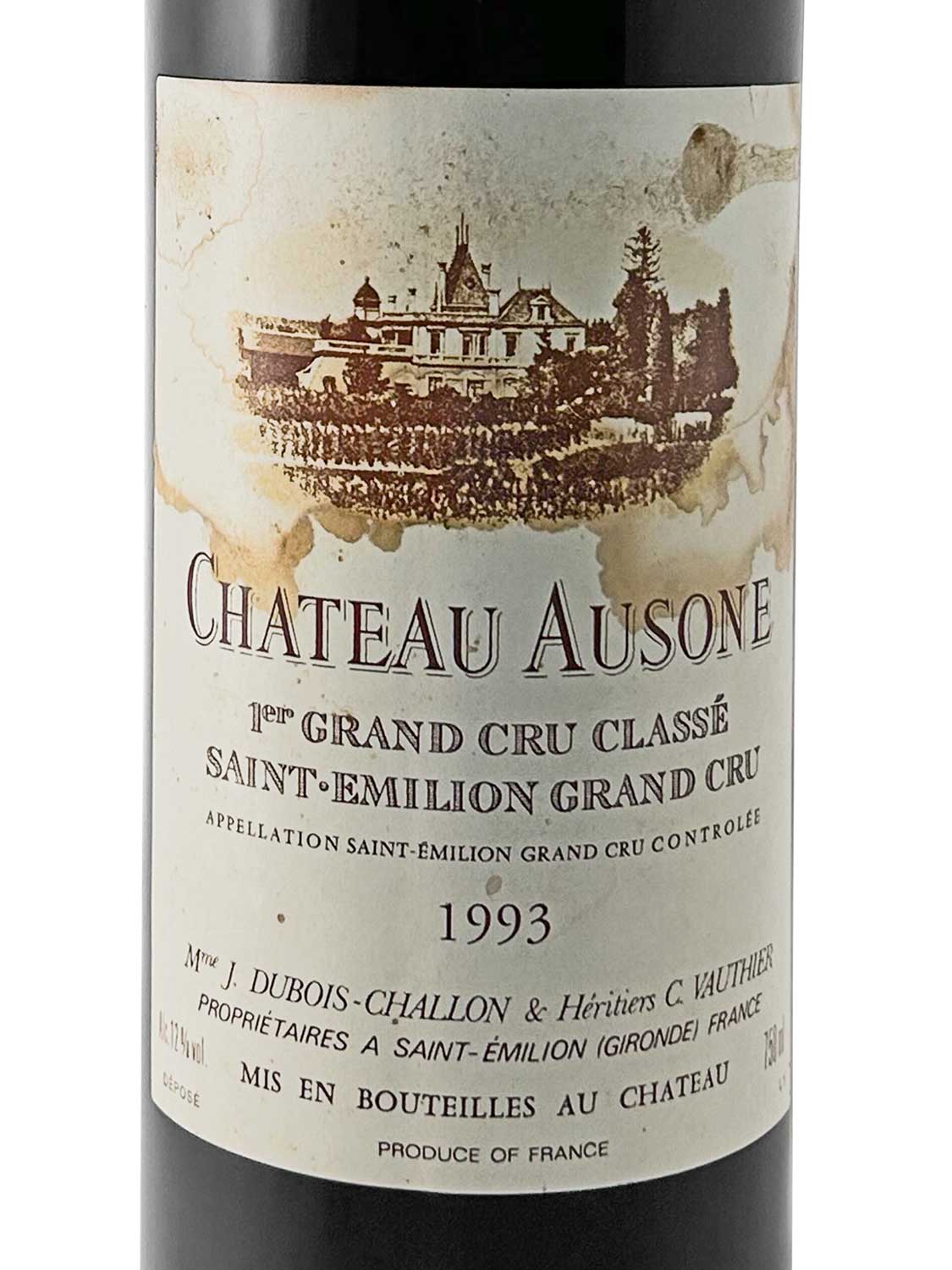 Etikett einer Weinflasche von Chateau Ausone 1993