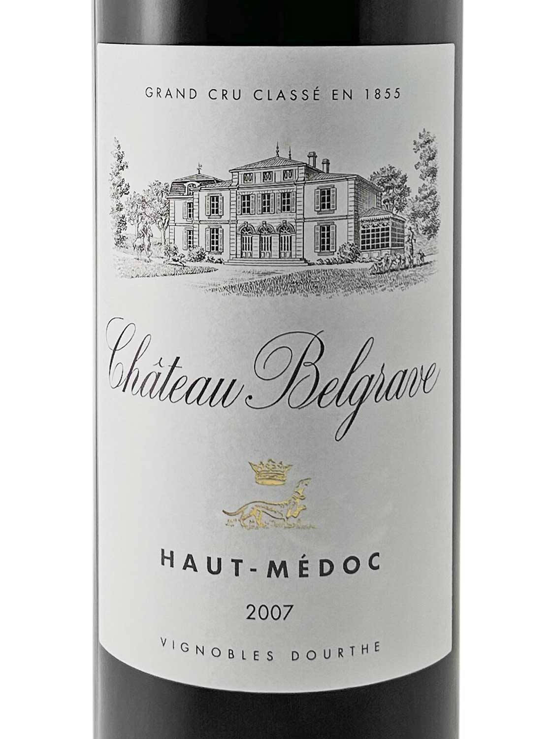 Ein Etikett einer Weinflasche von Chateau Belgrave 2007