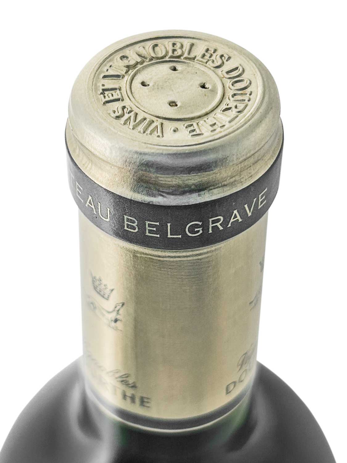Eine Kapsel einer Weinflasche von Chateau Belgrave 2007