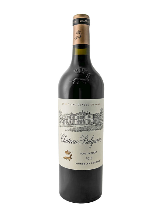 Eine Weinflasche von Chateau Belgrave 2018