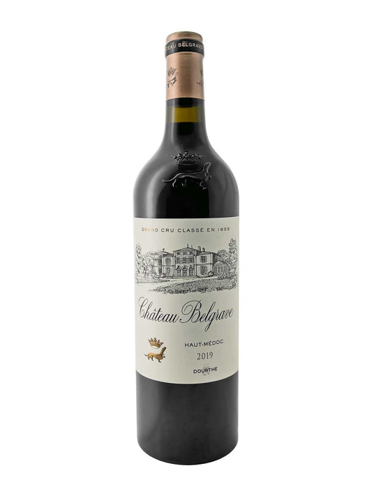Eine Weinflasche von Chateau Belgrave 2019
