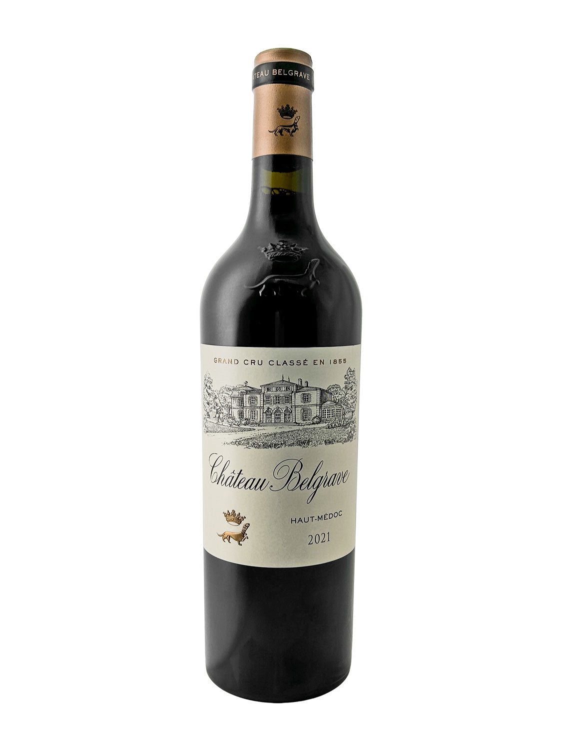 Eine Weinflasche von Chateau Belgrave 2021