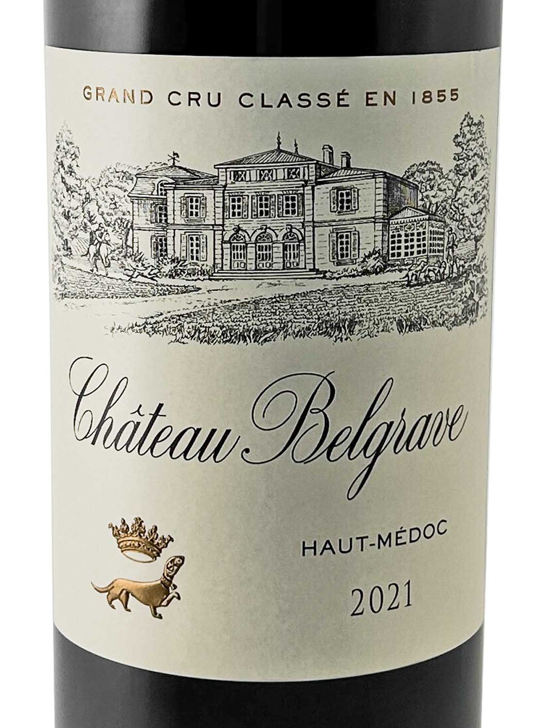 Etikett einer Weinflasche von Chateau Belgrave 2021