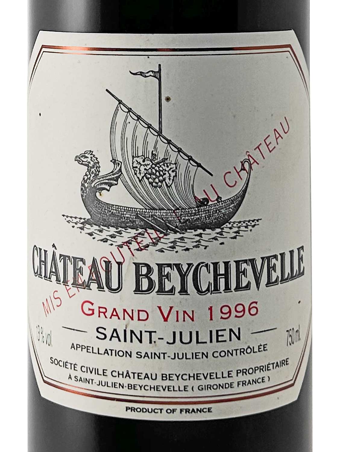Etikett einer Weinflasche von Chateau Beychevelle 1996