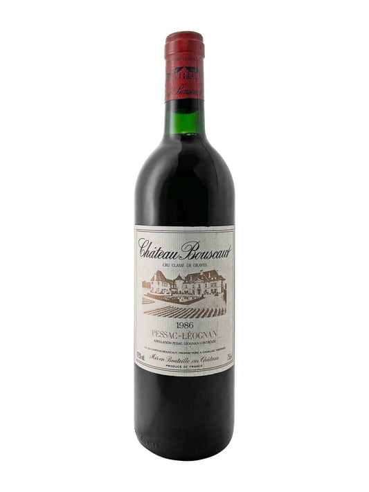 Eine Weinflasche von Chateau Bouscaut 1986