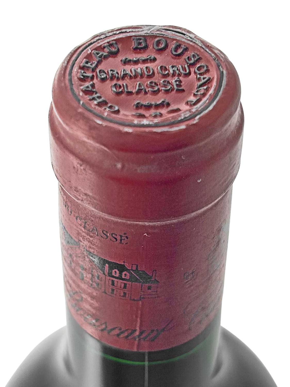 Kapsel einer Weinflasche von Chateau Bouscaut 1986