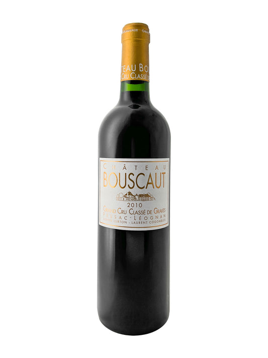 Eine Weinflasche von Chateau Bouscaut 2010