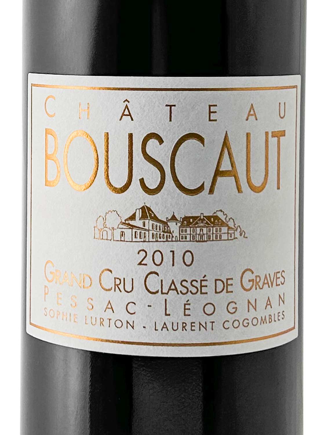 Etikett einer Weinflasche von Chateau Bouscaut 2010