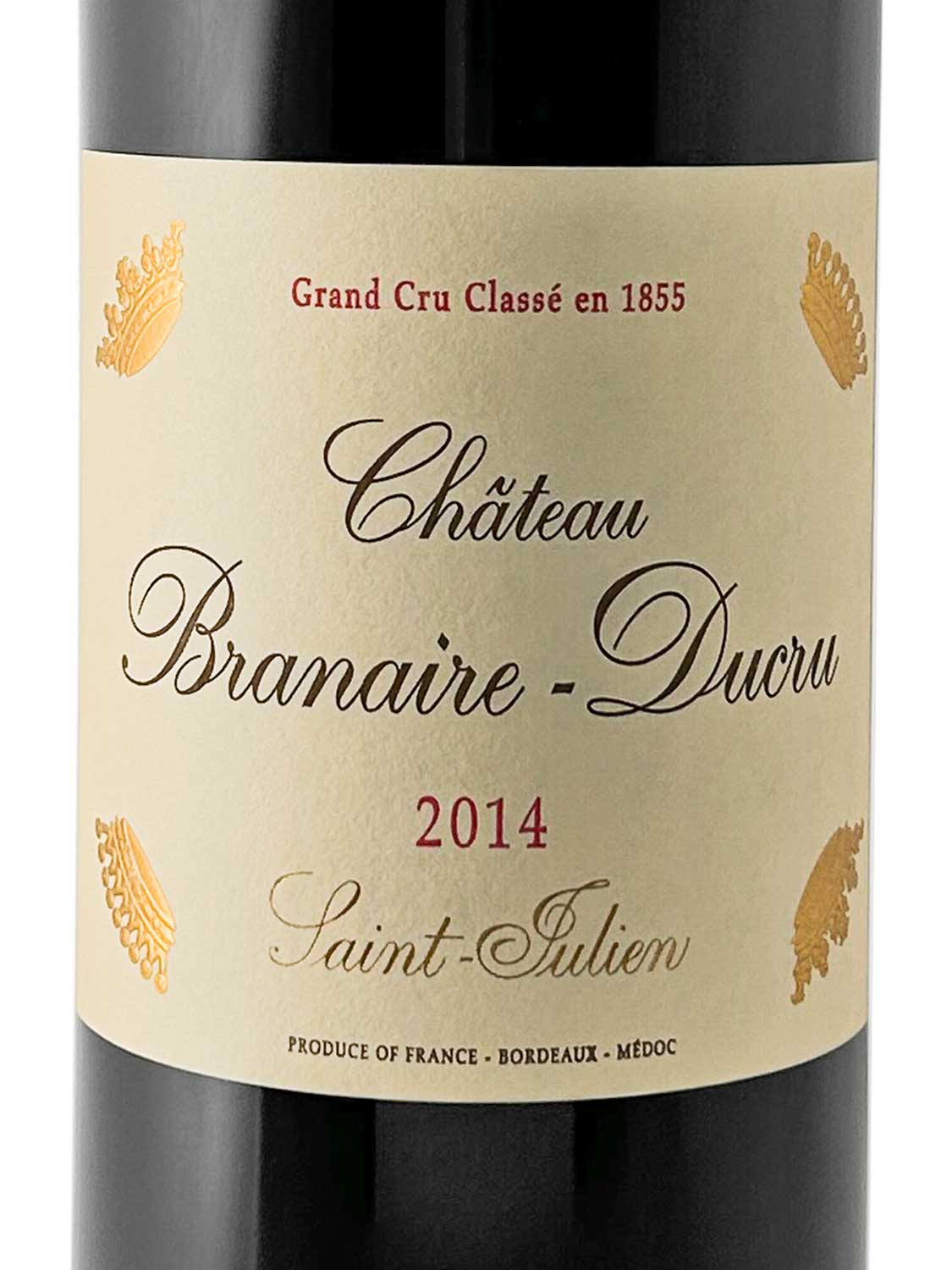 Etikett einer Weinflasche von Chateau Branaire Ducru 2014