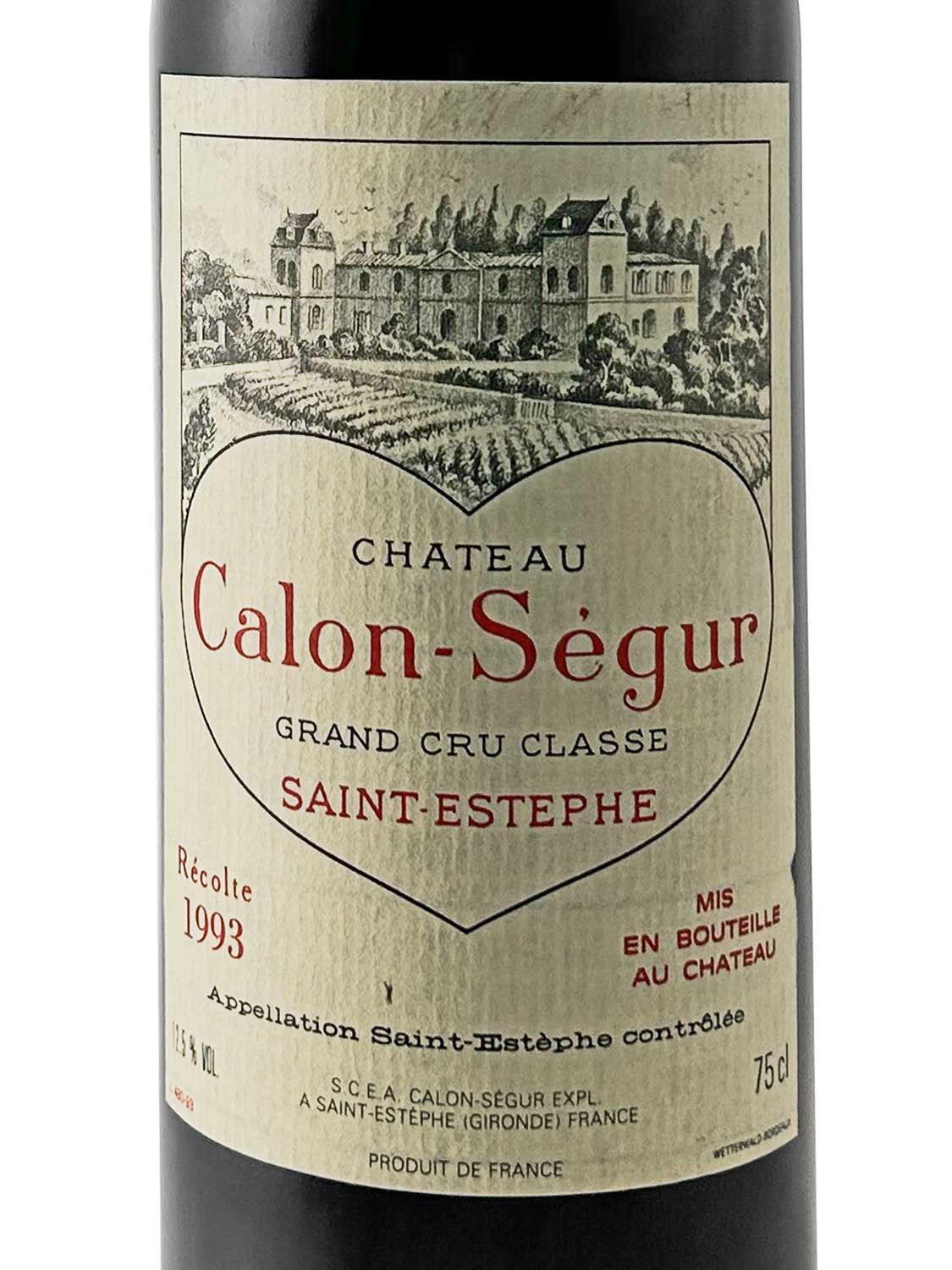 Etikett einer Weinflasche von Chateau Calon Segur 1993