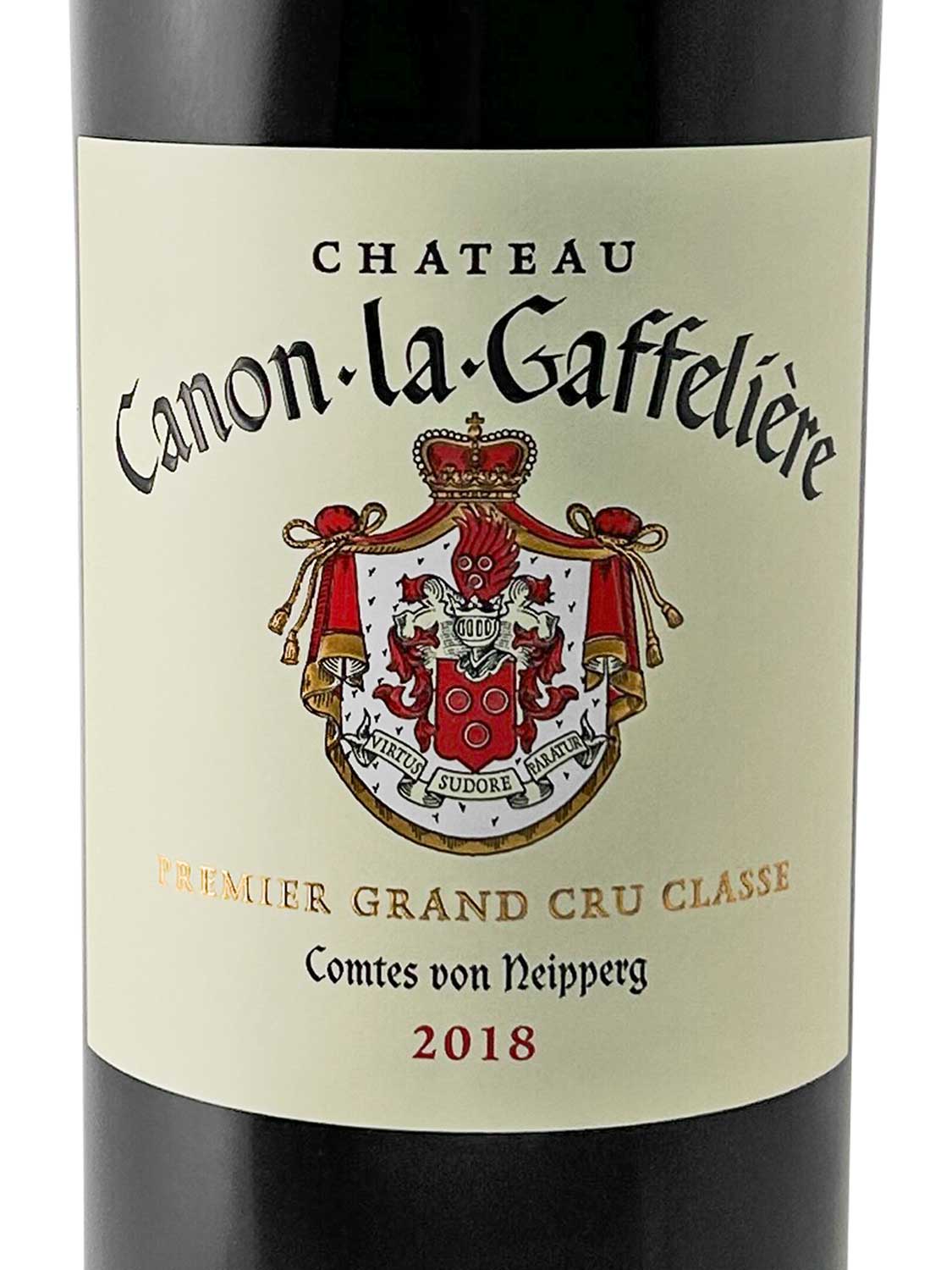 Etikett einer Weinflasche von Chateau Canon la Gaffeliere 2018