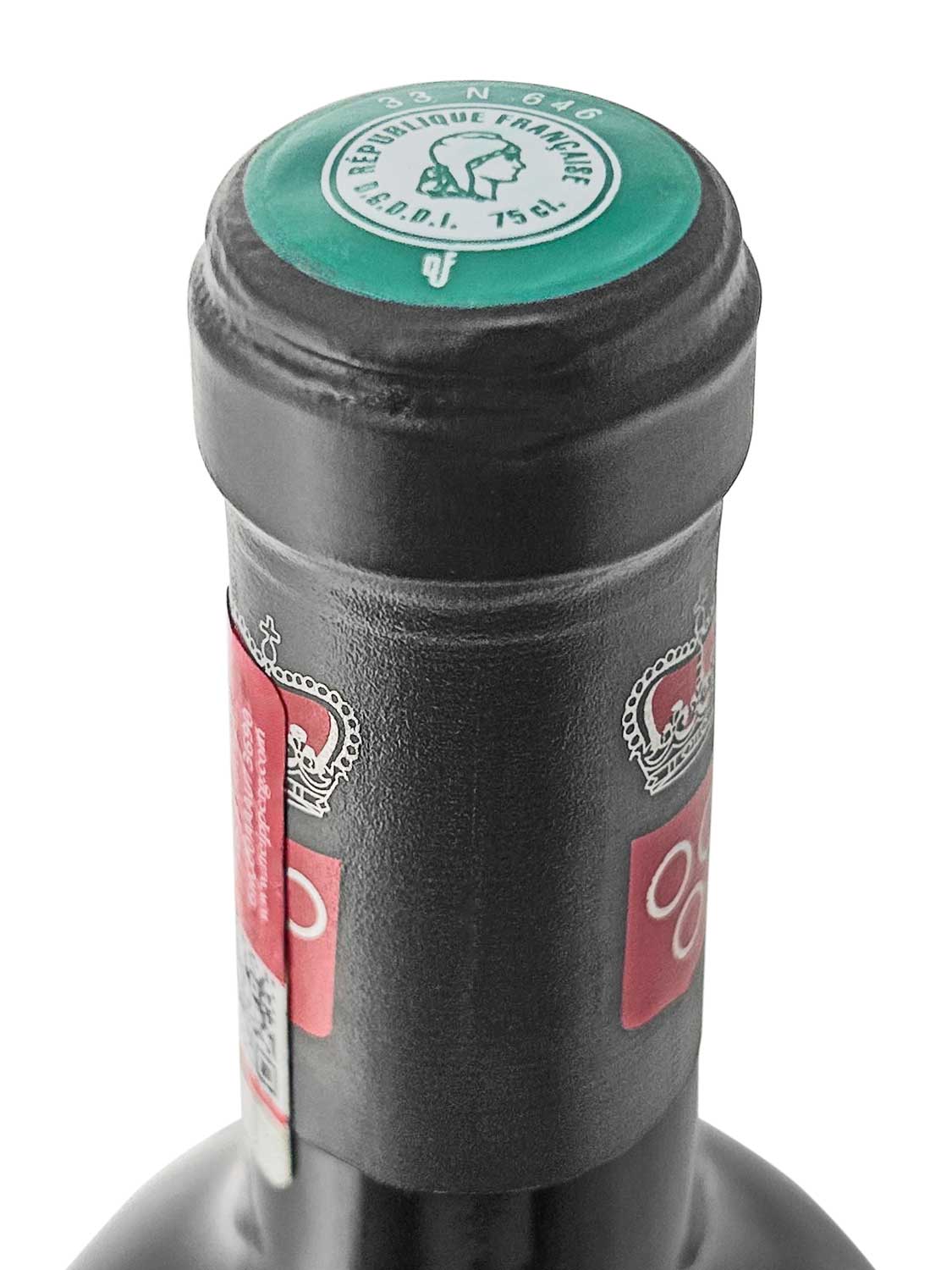 Kapsel einer Weinflasche von Chateau Canon la Gaffeliere 2018