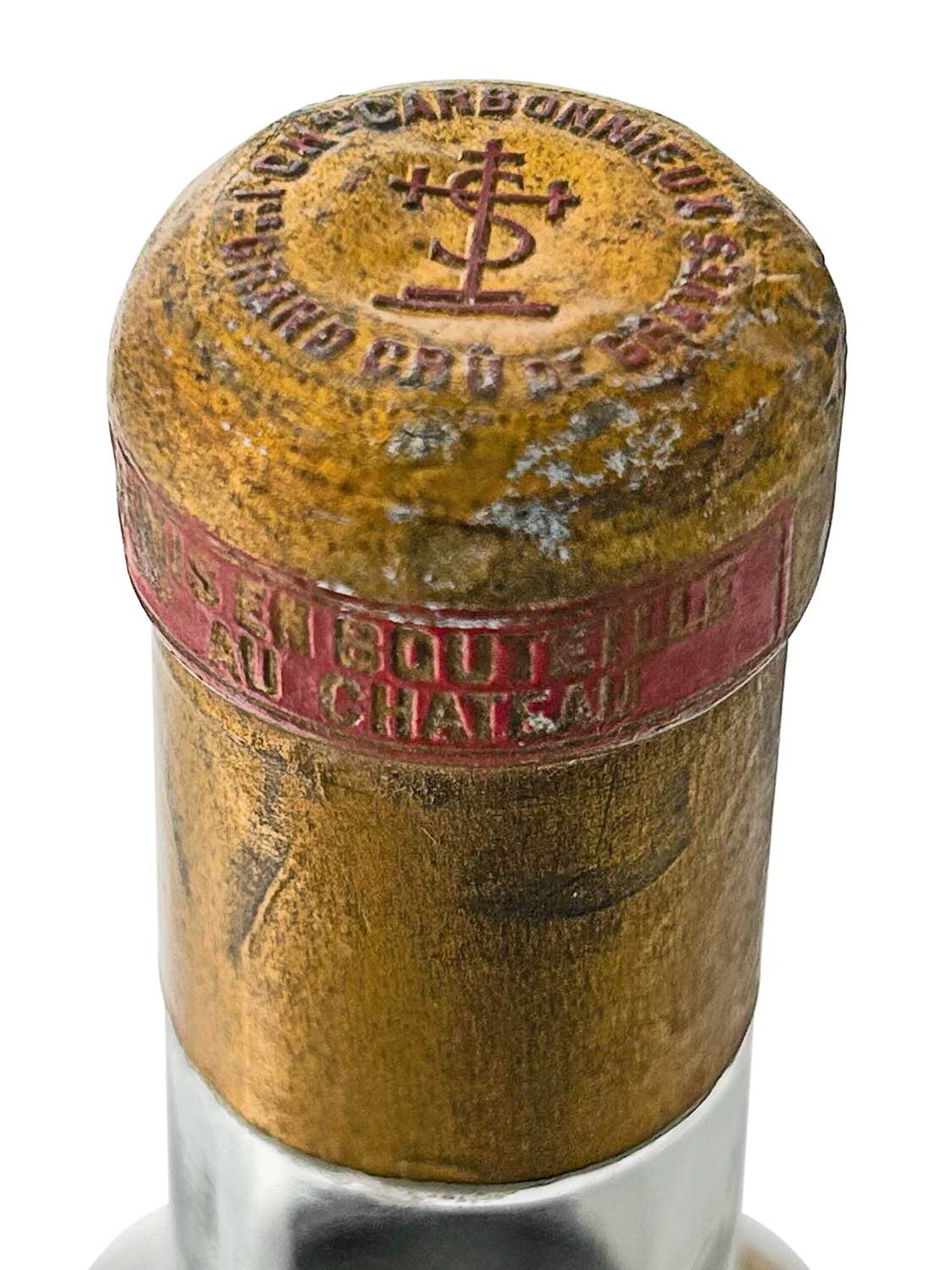 Kapsel einer Weinflasche von Chateau Carbonnieux 1953