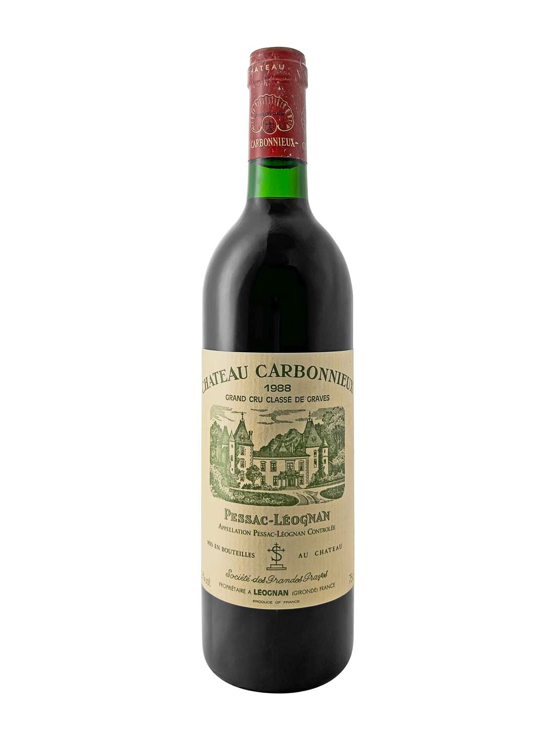 Eine Weinflasche von Chateau Carbonnieux 1988
