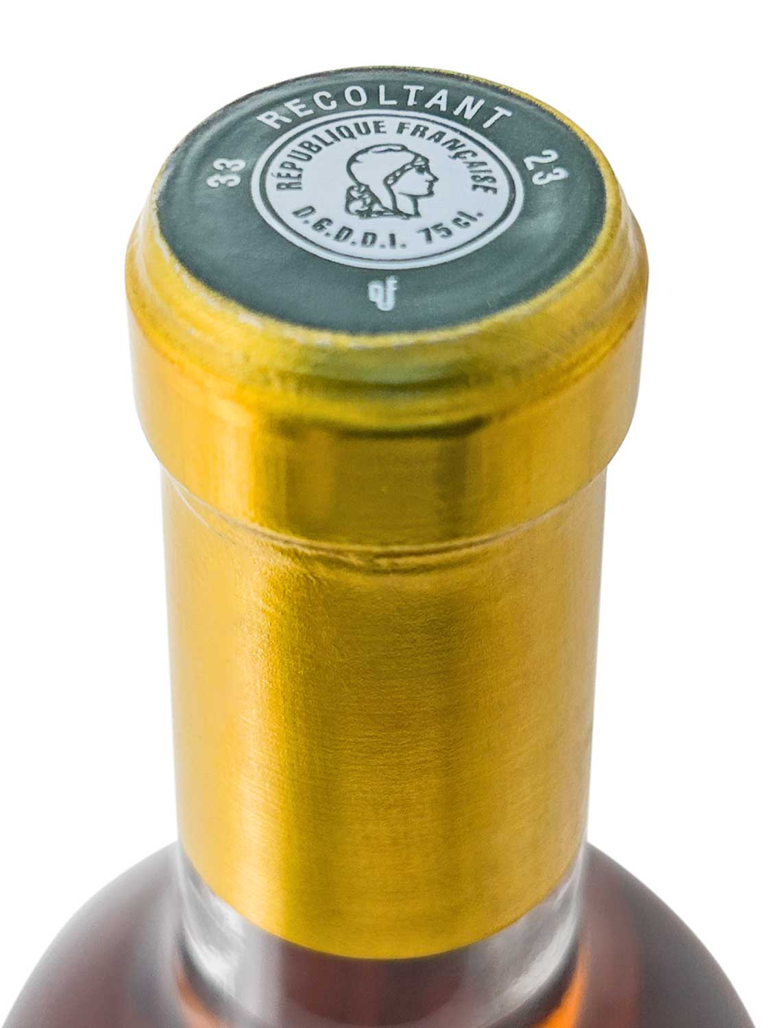 Eine Kapsel einer Weinflasche von Chateau Clos Haut Peyraguey 2004