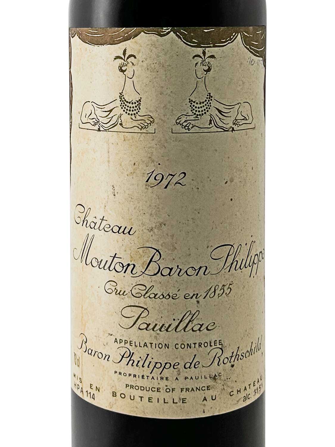 Etikett einer Weinflasche von Chateau d' Armailhac 1972