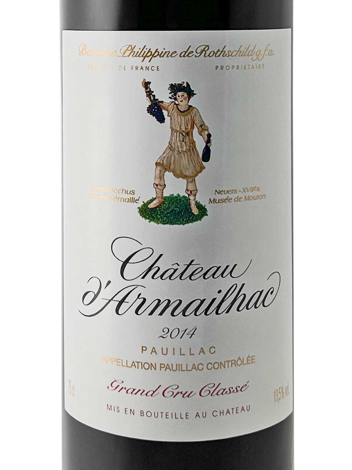 Etikett einer Weinflasche von Chateau d' Armailhac 2014