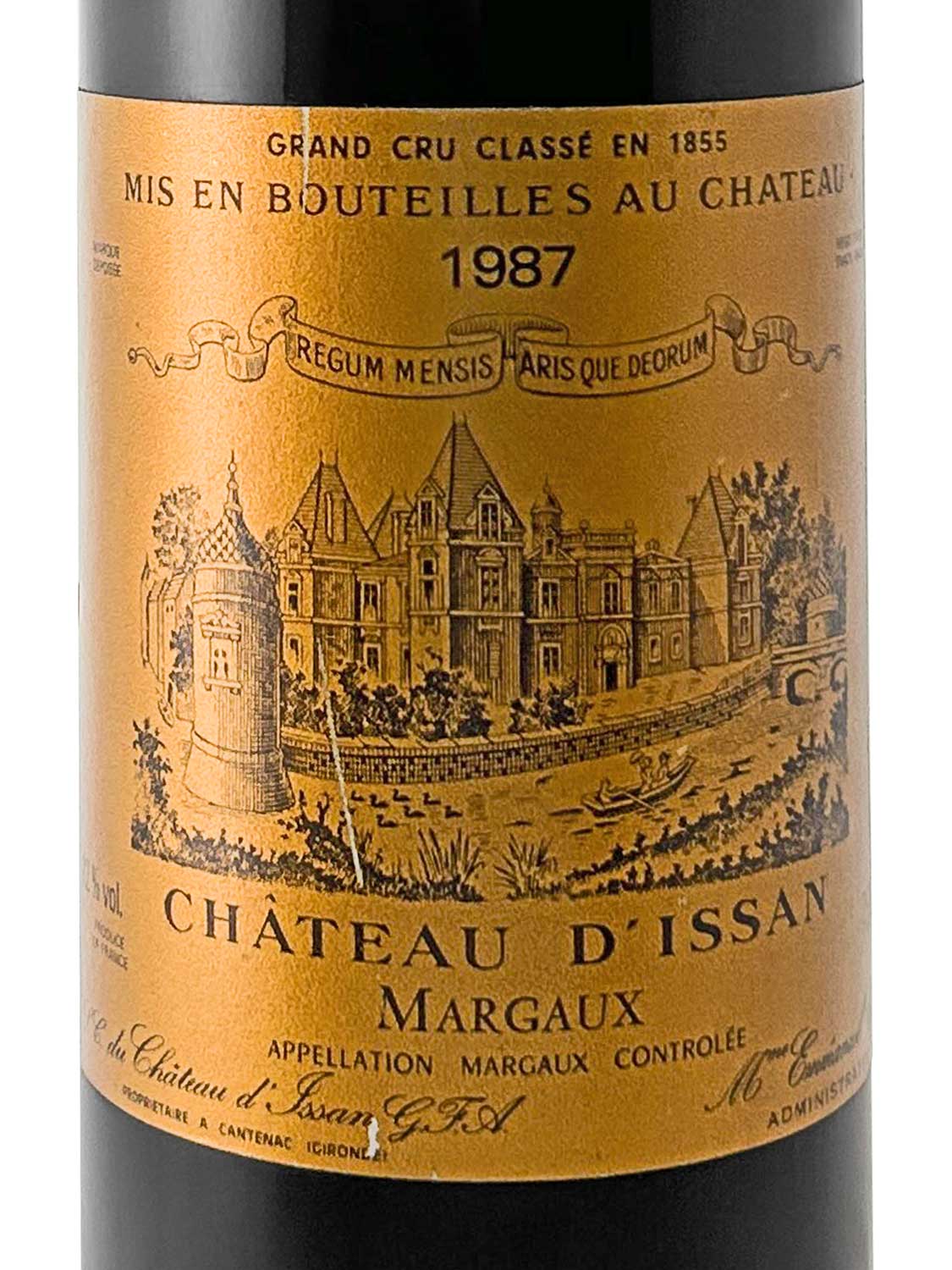 Etikett einer Weinflasche von Chateau d' Issan 1987