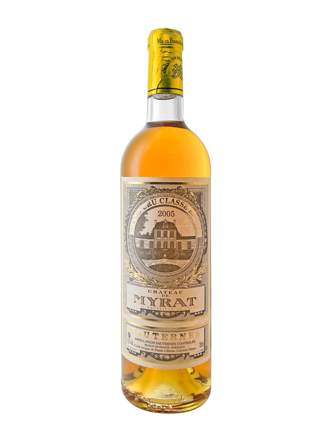 Eine Weinflasche von Chateau de Myrat 2005