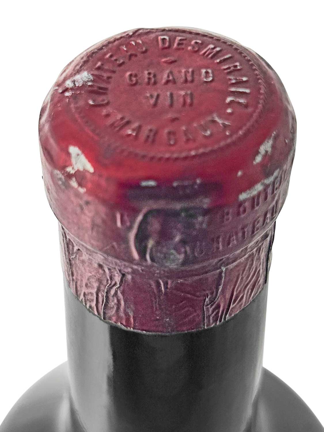 Kapsel einer Weinflasche von Chateau Desmirail 1928