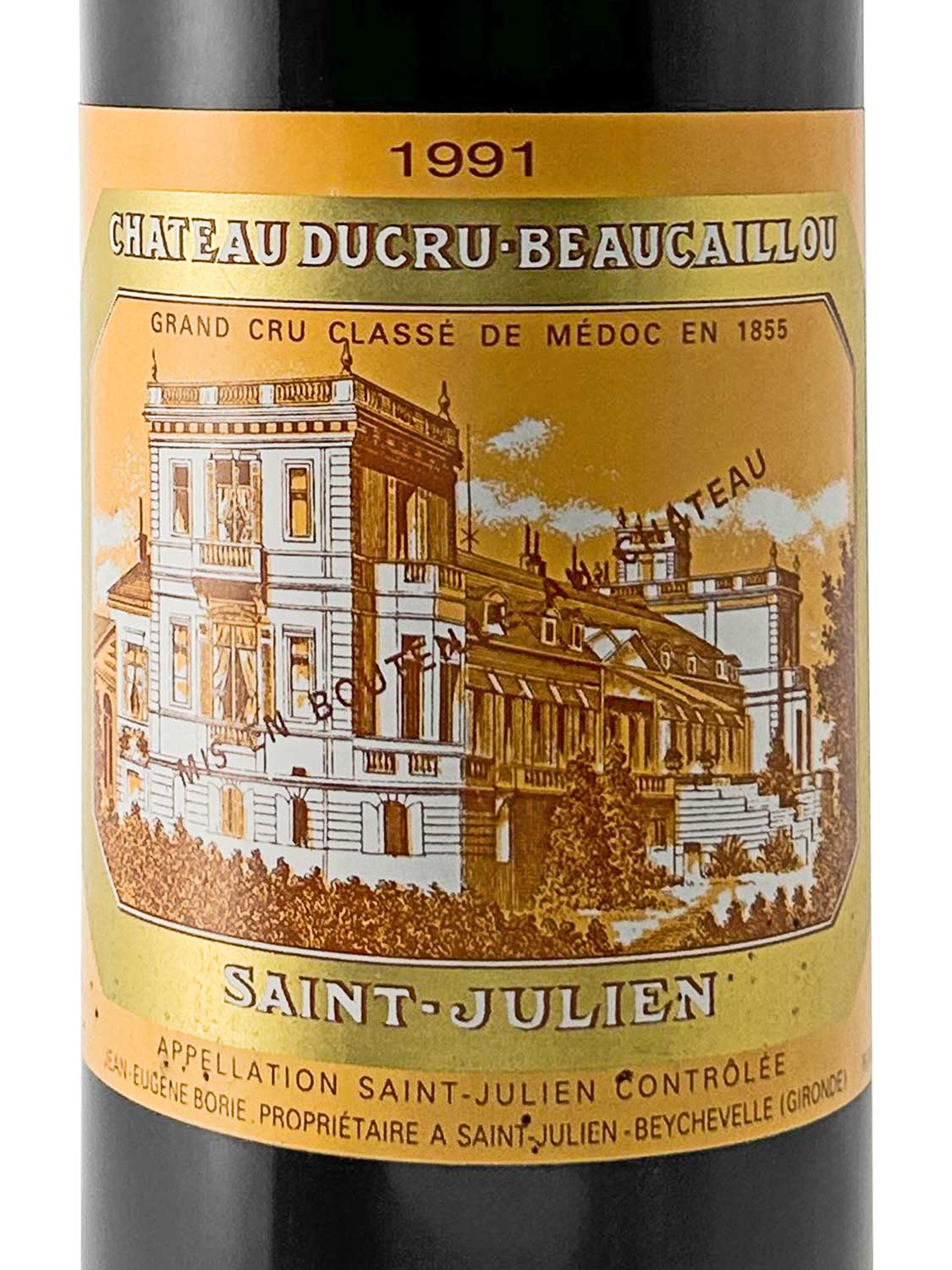 Etikett einer Weinflasche von Chateau Ducru Beaucaillou 1991