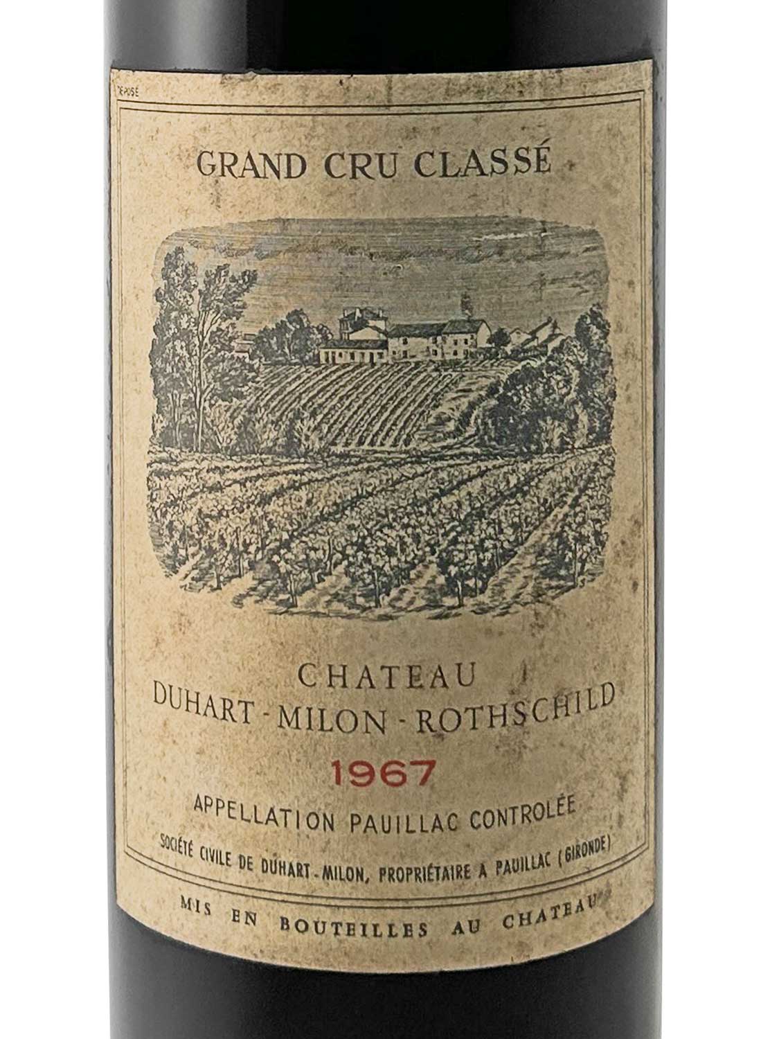 Etikett einer Weinflasche von Chateau Duhart Milon 1967