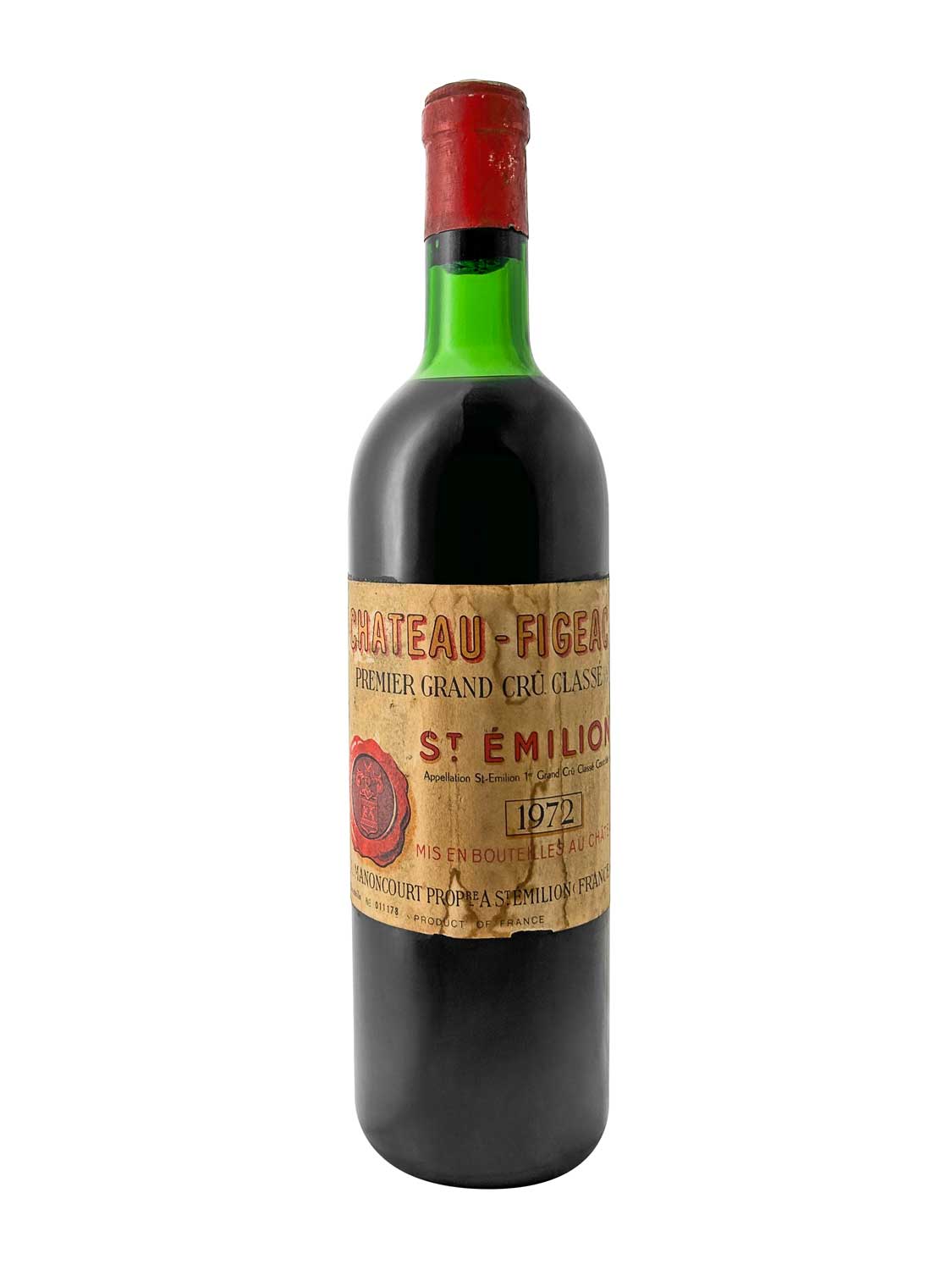Eine Weinflasche von Chateau Figeac 1972