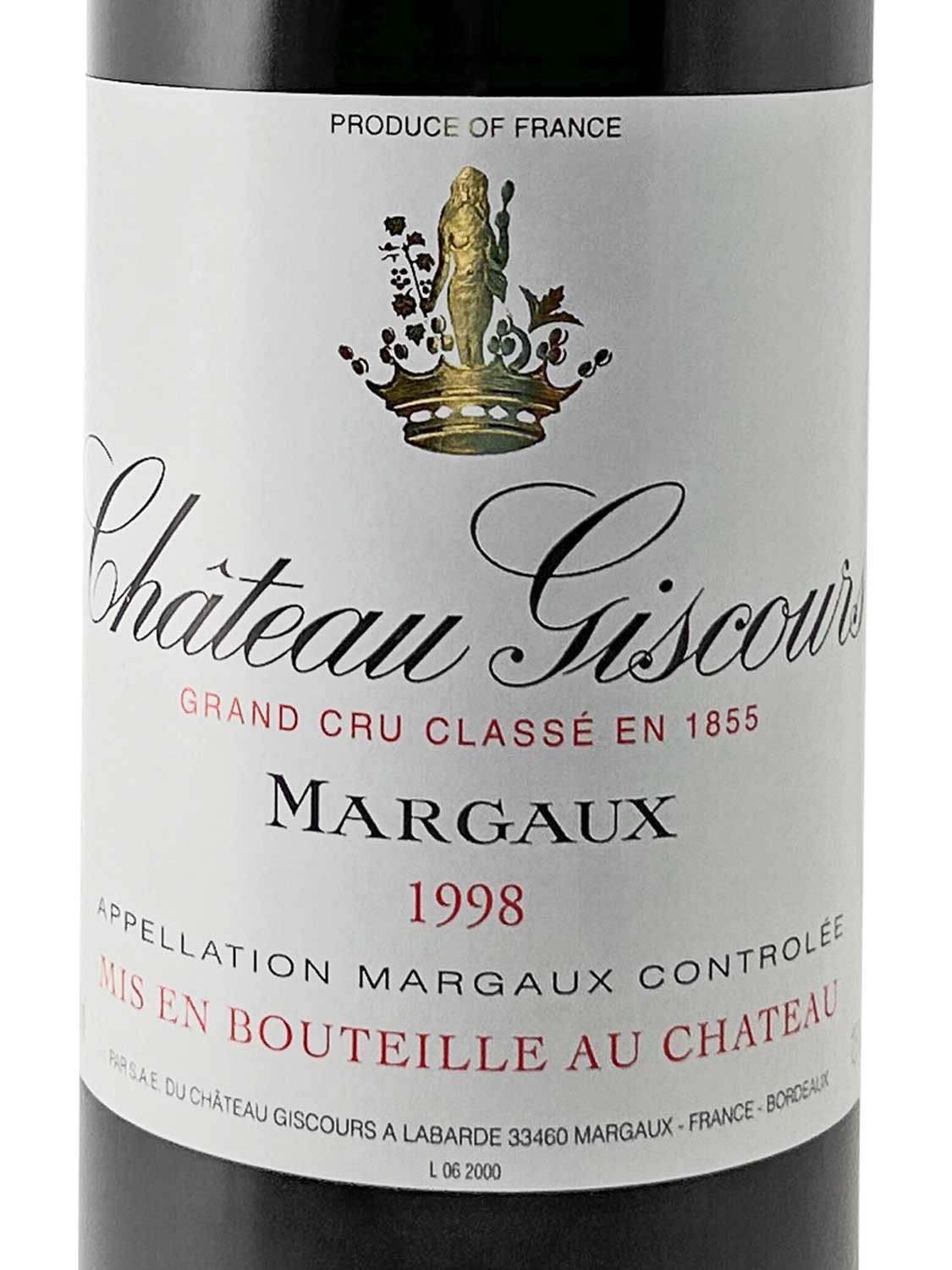 Etikett einer Weinflasche von Chateau Giscours 1998