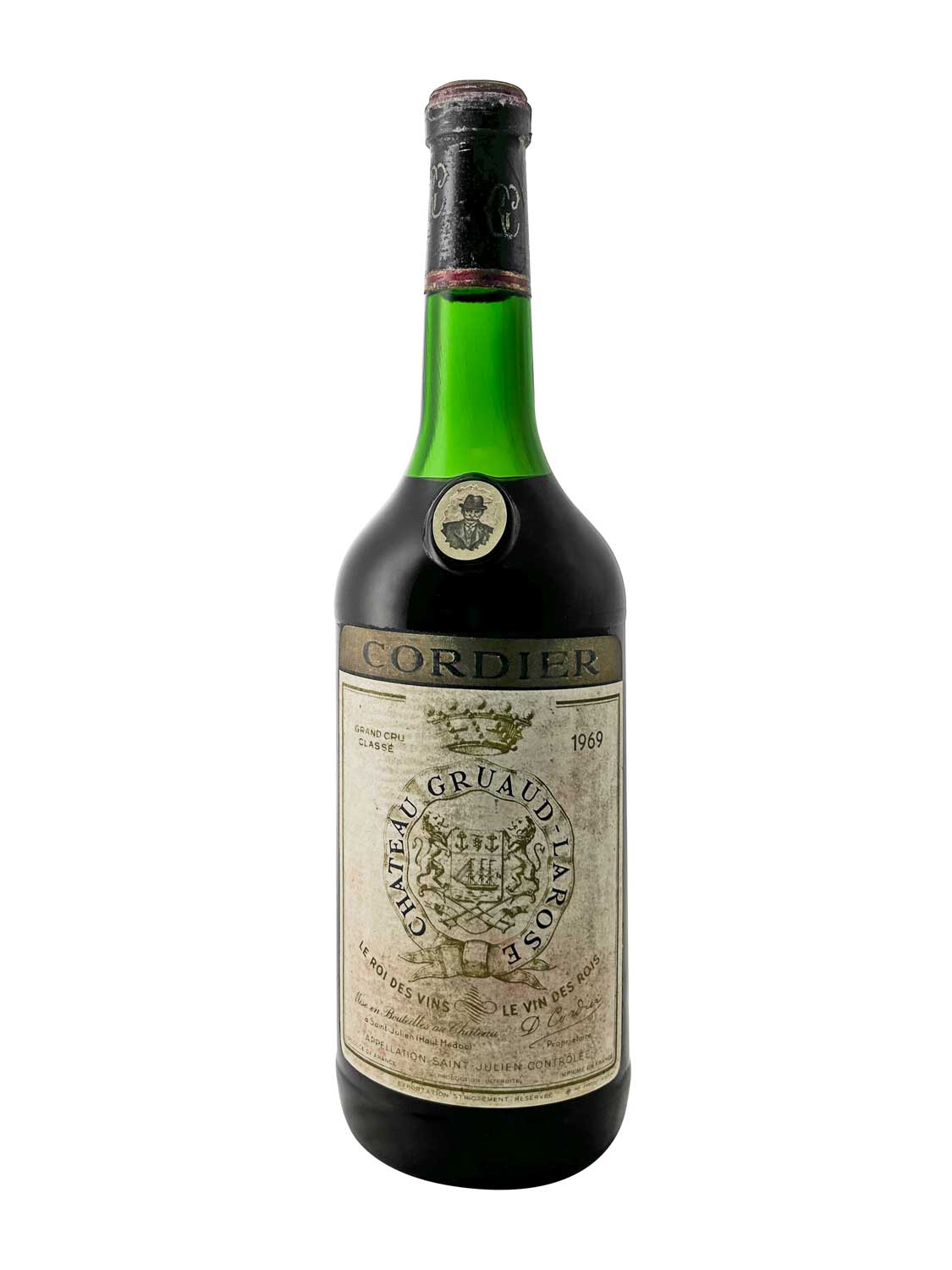 Eine Weinflasche von Chateau Gruaud Larose 1969
