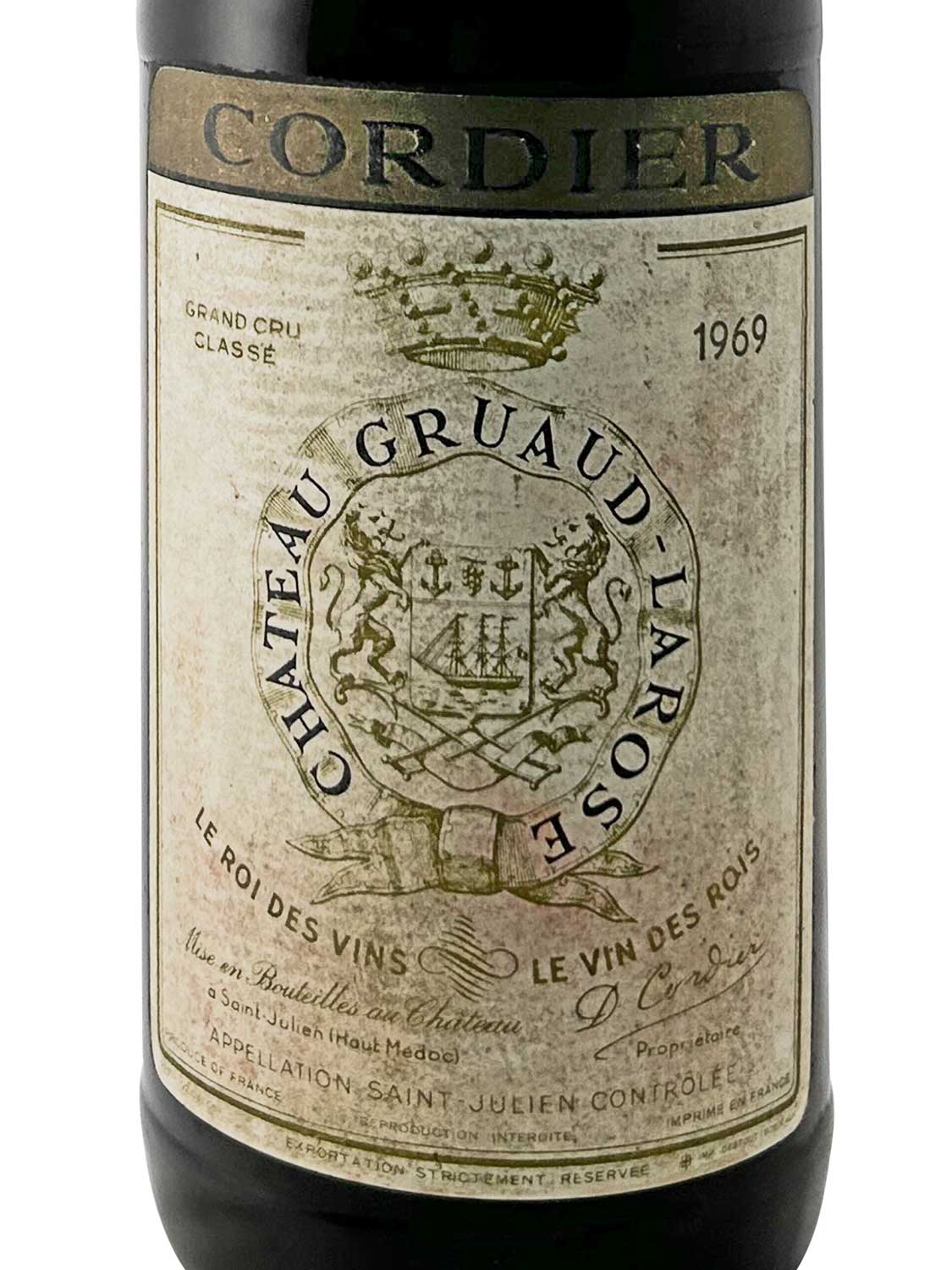 Etikett einer Weinflasche von Chateau Gruaud Larose 1969