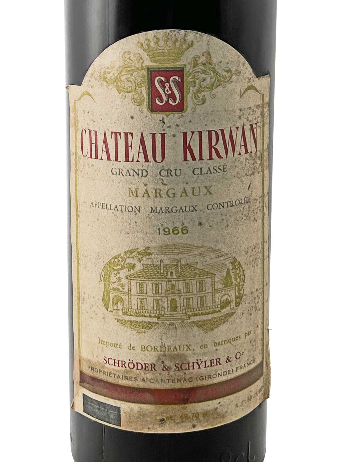 Etikett einer Weinflasche von Chateau Kirwan 1966