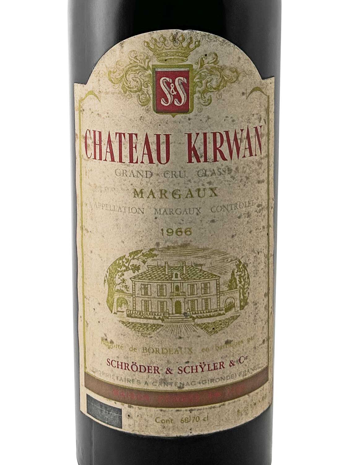 Etikett einer Weinflasche von Chateau Kirwan 1966