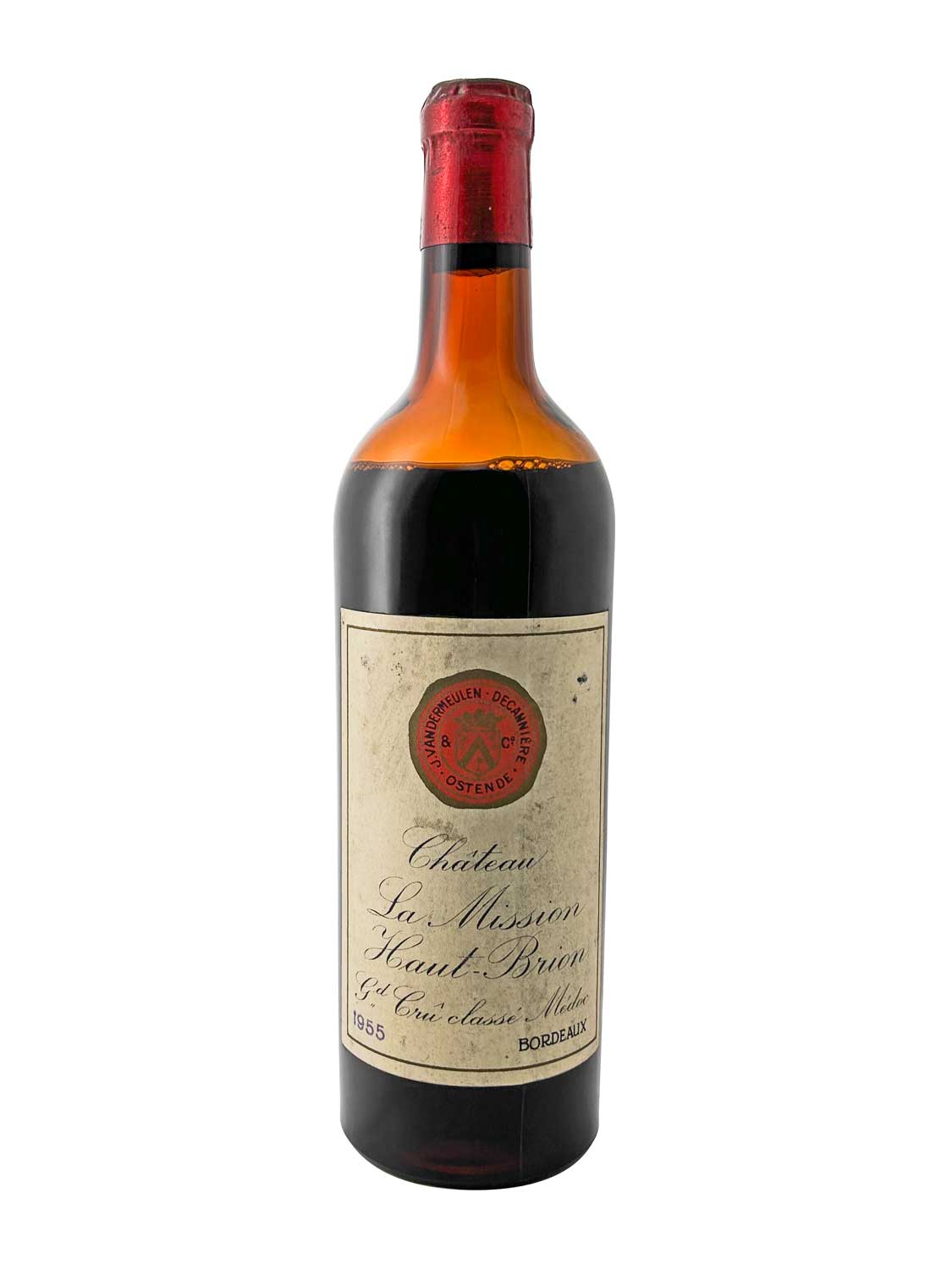 Eine Weinflasche von Chateau la Mission Haut Brion 1955
