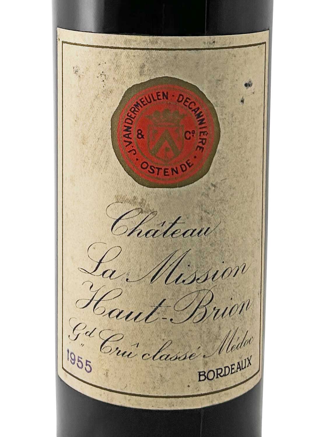 Etikett einer Weinflasche von Chateau la Mission Haut Brion 1955