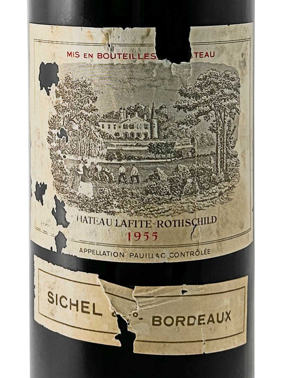 Etikett einer Weinflasche von Chateau Lafite Rothschild 1955