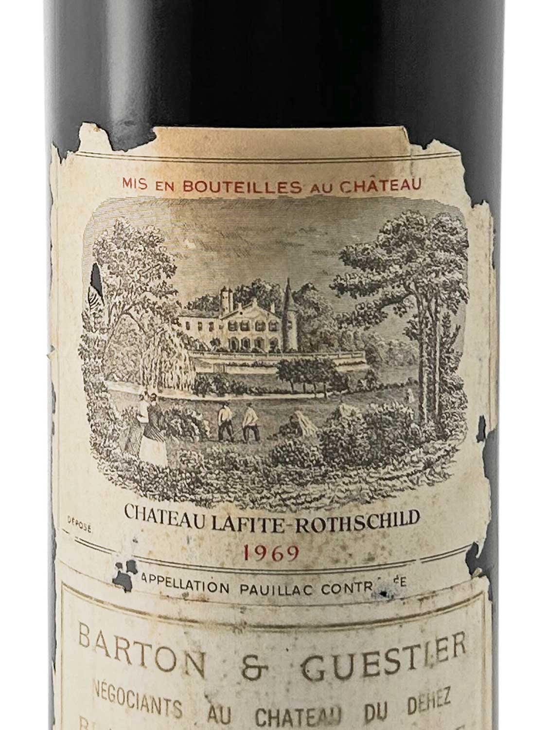 Ein Etikett einer Weinflasche von Chateau Lafite Rothschild 1969