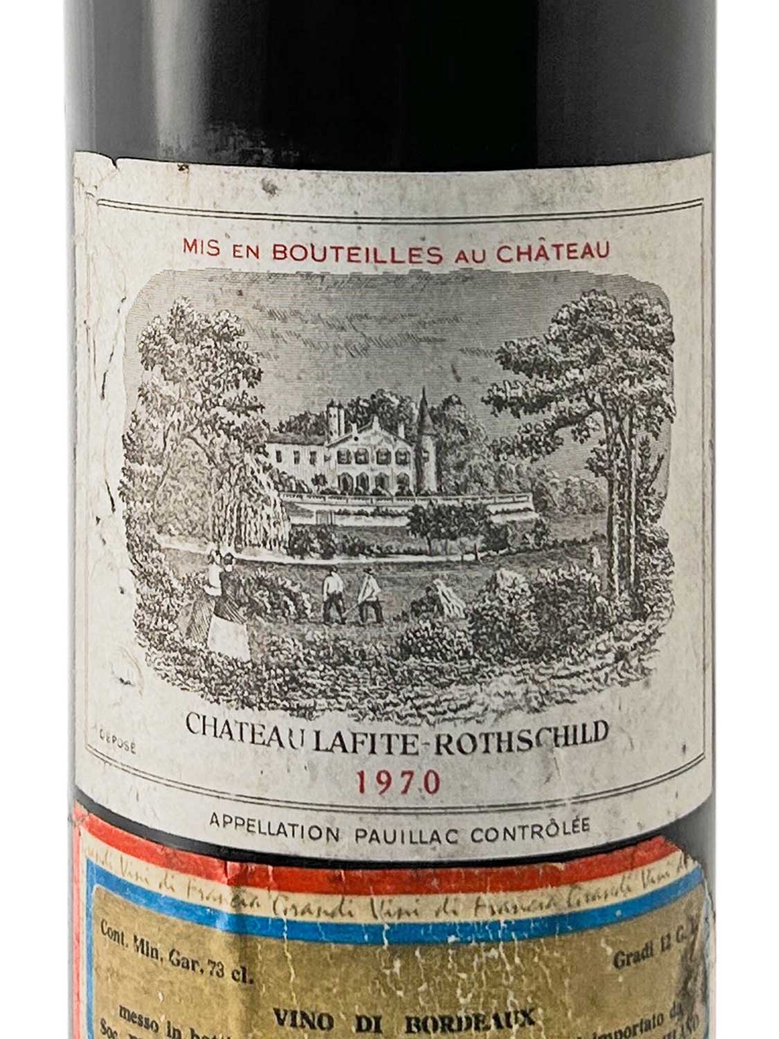 Ein Etikett einer Weinflasche von Chateau Lafite Rothschild 1970