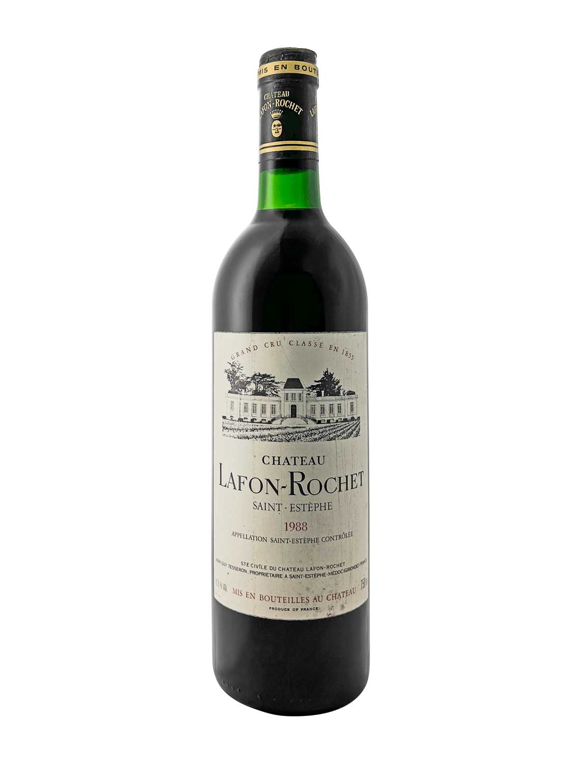 Eine Weinflasche von Chateau Lafon Rochet 1988