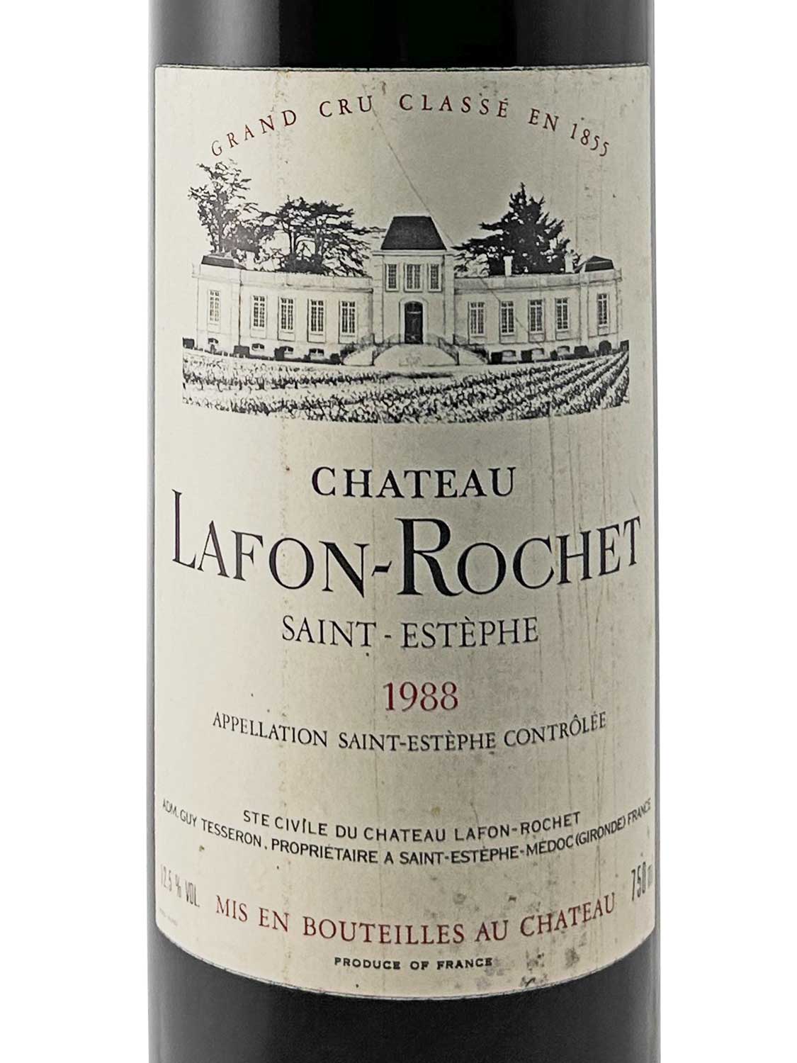 Etikett einer Weinflasche von Chateau Lafon Rochet 1988