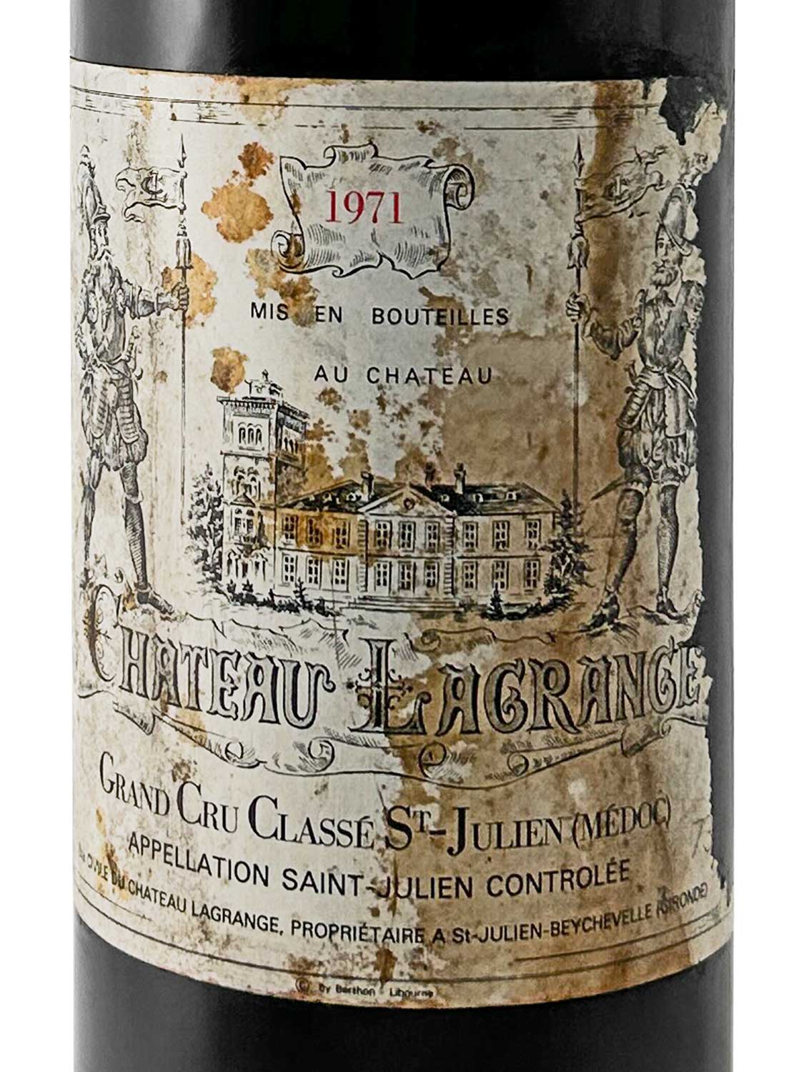 Etikett einer Weinflasche von Chateau Lagrange 1971