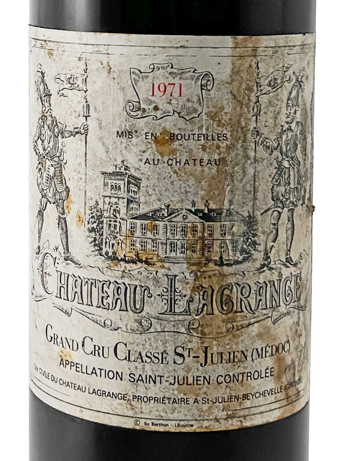 Etikett einer Weinflasche von Chateau Lagrange 1971