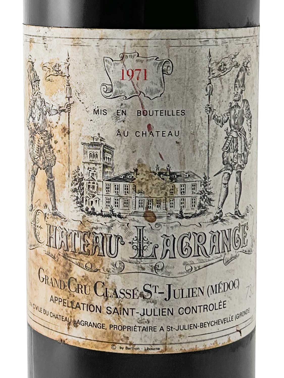 Etikett einer Weinflasche von Chateau Lagrange 1971