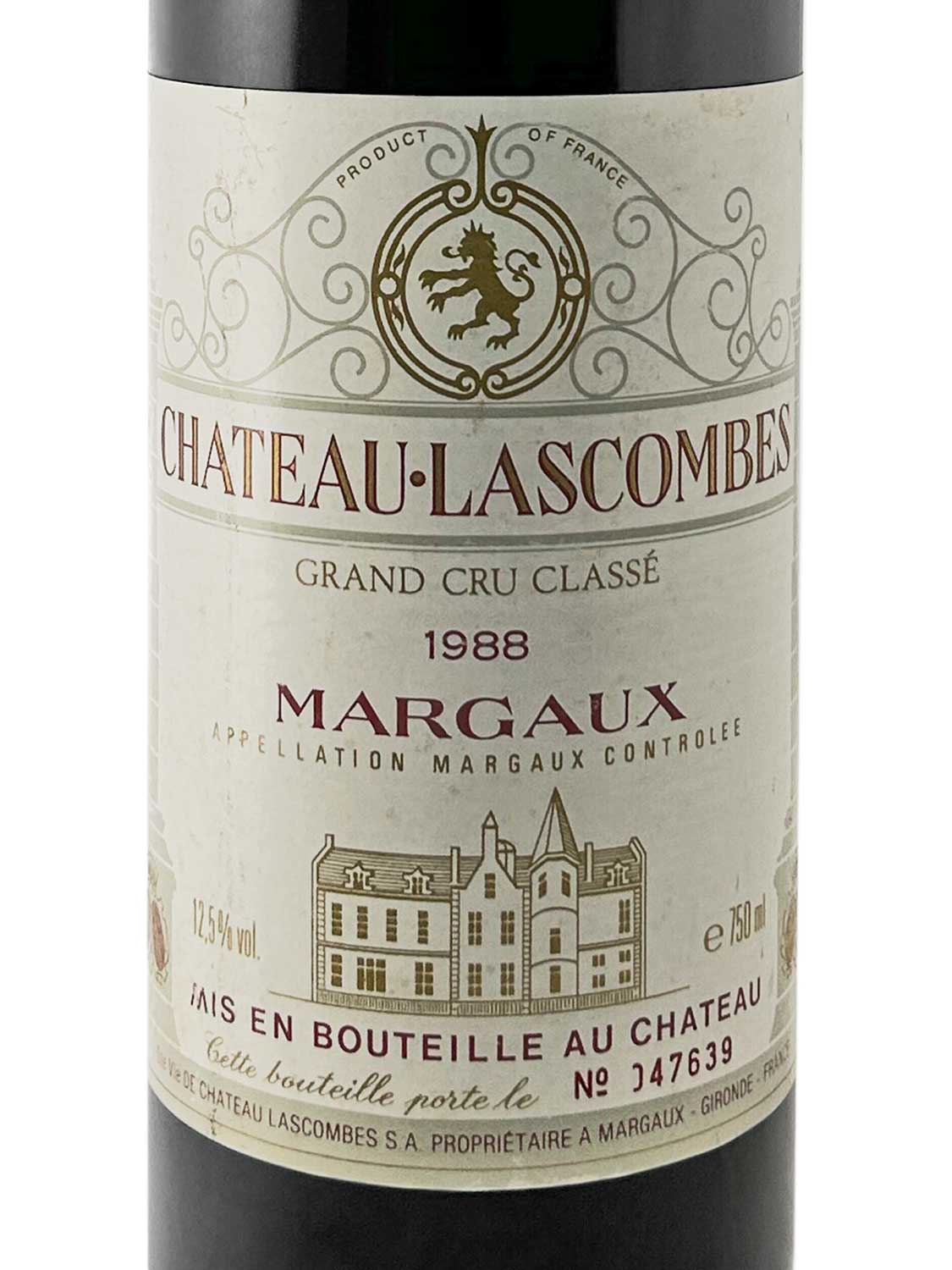 Ein Etikett einer Weinflasche von Chateau Lascombes 1988