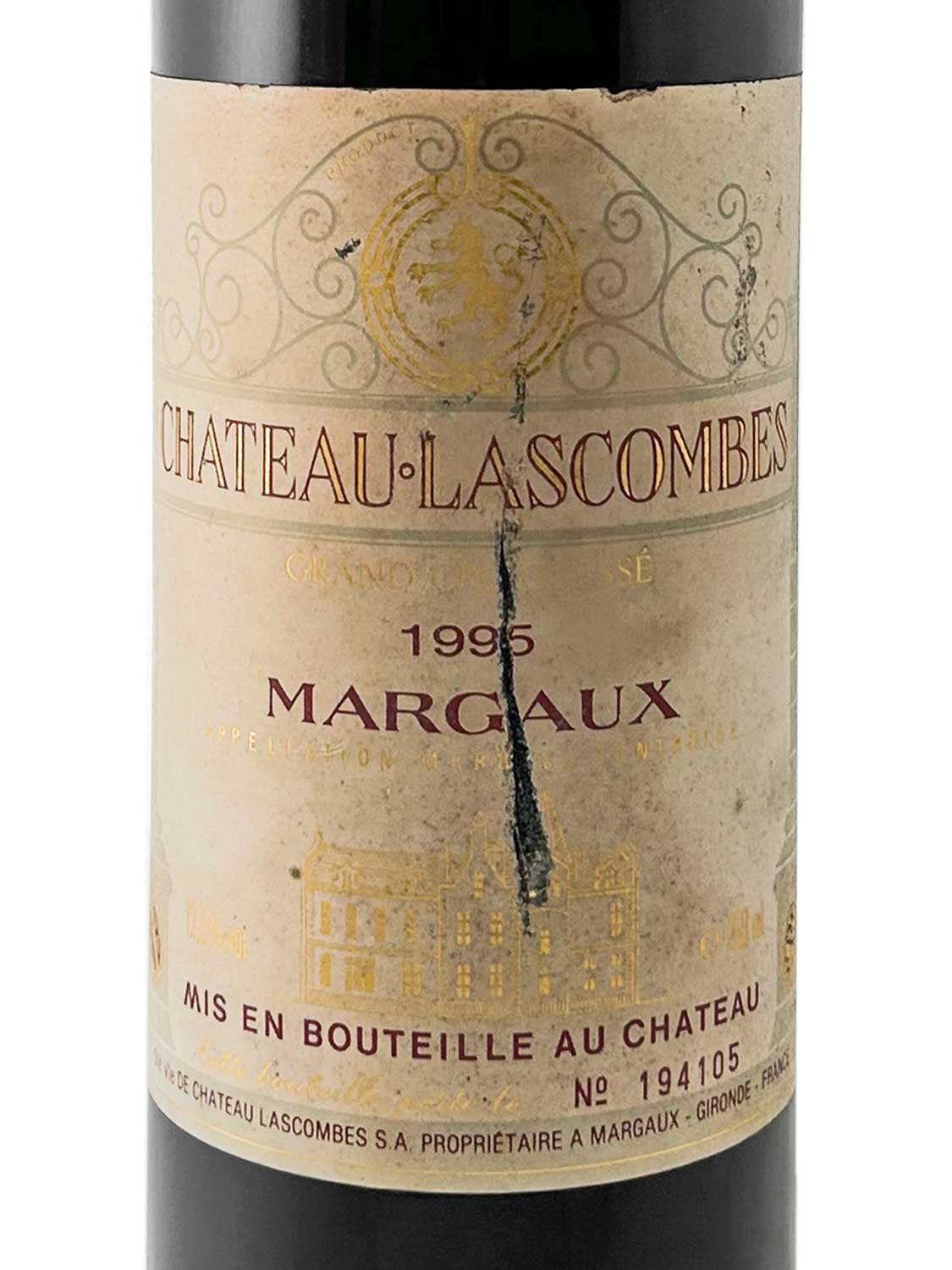 Ein Etikett der Weinflasche von Chateau Lascombes 1995